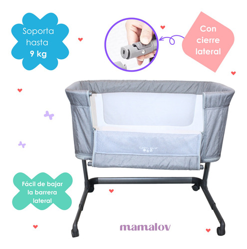 Colecho Cuna Moisés Para Bebé 2 Niveles Confety P965m - Gris