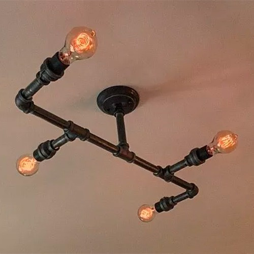 Lámpara De Techo Vintage Industrial Caño Galvanizado Ilt-47