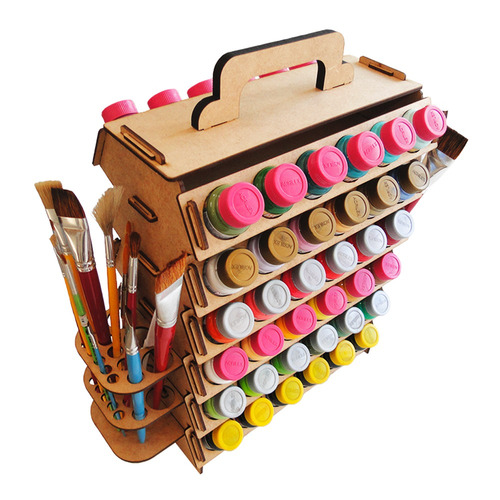 Imagem 10 de 10 de Suporte De Tintas Pvc Acrilex E Pincéis Madeira Em Mdf