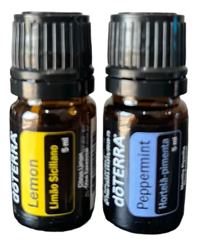 Kit Óleos Essenciais Doterra Peppermint e Lemon 5mL Energia e
