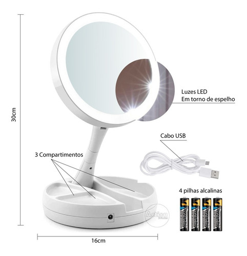 Imagem 4 de 4 de Espelho De Led Maquiagem Portátil