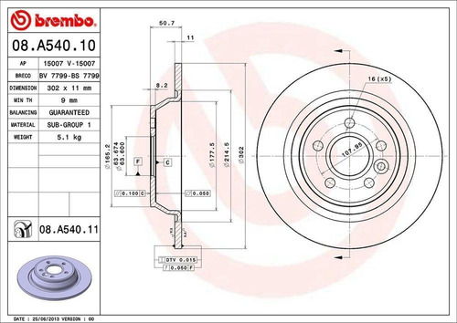 Imagen 2 de 4 de Discos Traseros (2) Brembo Lr Range Rover Evoque 2012-2015
