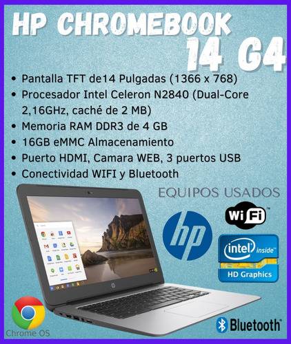 Chromebook Hp 14 G4 4gb Ram 16gb Chrome Os Laptop Hdmi Wifi