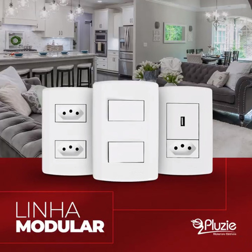 Cj 4x4 Com Tomada Rede Rj45 Cat6 + Tomada Energia 10a Pluzie