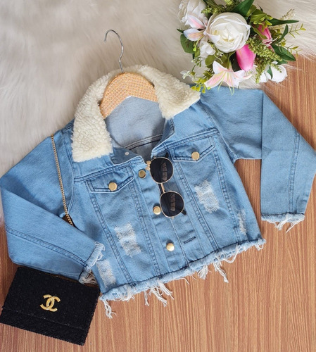Imagem 7 de 8 de Jaqueta Jeans Infantil Menina Moda Inverno Blogueirinha