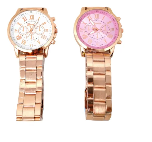 Reloj Dorado Acero Inoxidable Moda Dama Regalo Geneva