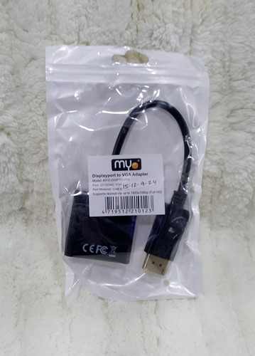 Cable Adaptador Displayport A Vga Myo-disptovga