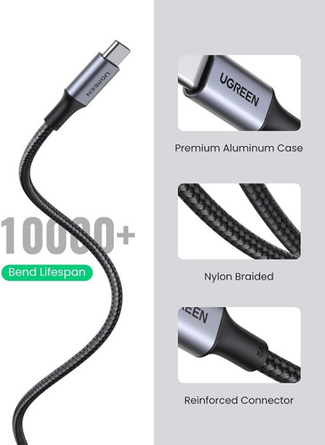 Cable Ugreen Usb-c 100w Nylon 2m Para Galaxy S10 Plus S10e
