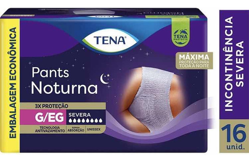 Fralda Geriátrica Tena Pants Noturna G/xg 16 Unidades 2 Pcts