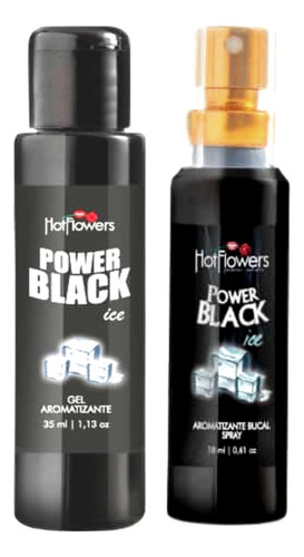 Kit Gel+spray Comestível Aromatizante Bucal Power Black Ice