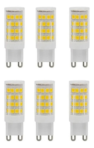 6x Lâmpada Halopin Led G9 5w 52 Leds Para Lustres E Arandela Cor da luz Branco-quente 110V/220V