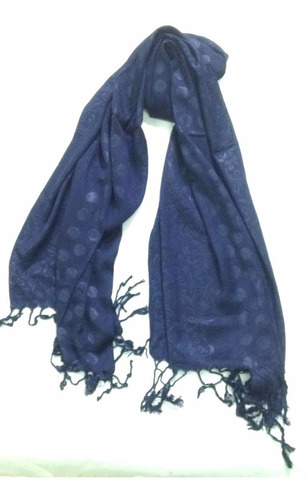 Especial Bufanda Pashmina Grabada Puntos Le Sak Azul Oscuro