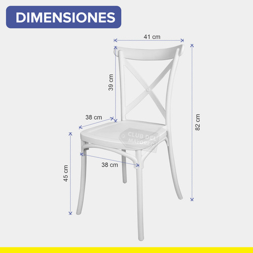 Set De 4 Sillas Crossback Para Eventos Restaurante Durables Estructura De La Silla Blanco Asiento Blanco Diseño De La Tela 0