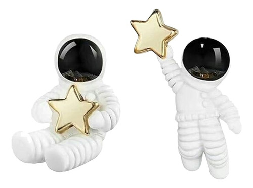 Aretes De Mujer Diseño De Astronauta Con Estrella Asimétrica