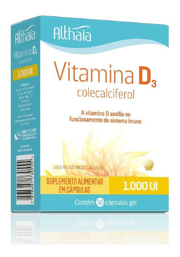 Imagem 1 de 2 de Vitamina D3 Colecalciferol 1.000 Ui 30 Caps Althaia Full