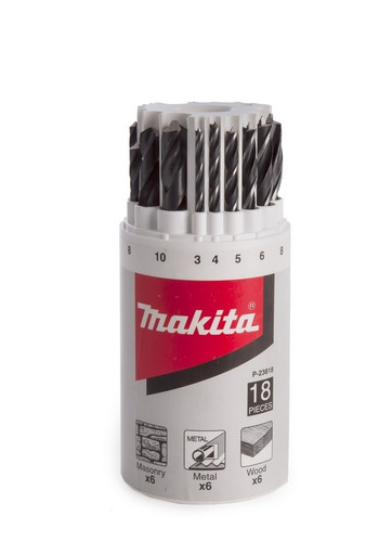 Juego De Mechas Makita 18 Piezas P-23818 Madera Metal Pared