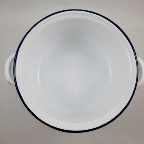Cacerola Enlozada Antigua Decorada 18 Cm Blanco