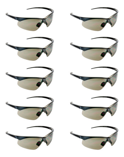 Kit 10 Óculos Proteção Segurança Escuro Epi Anti Risco Uv Ca