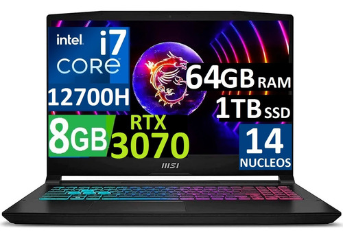 Msi Pulse Gl66 144hz Ci7-12va Ram 64gb, 1tb Ssd Rtx3050 4gb