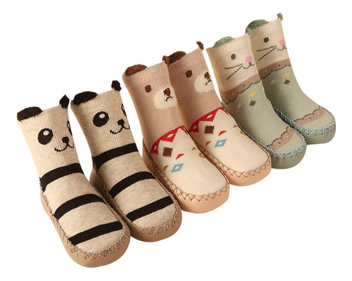 5 Par Bebé Niño Calcetines Suela Antiderrapante Zapatos