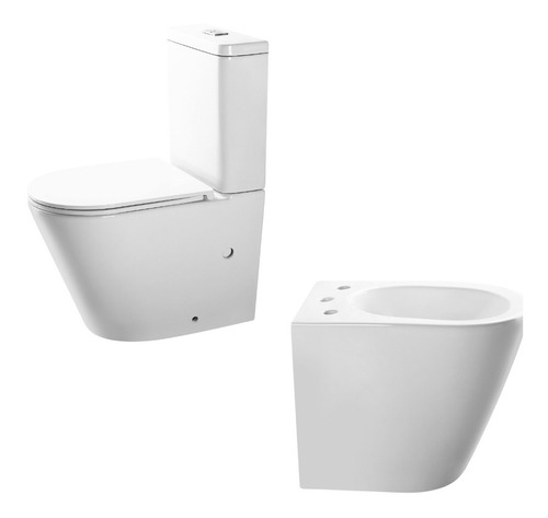 Combo Inodoro Largo Y Bidet 3 Agujeros Padova Piazza