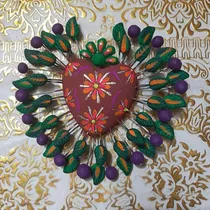 Comprar Artesanía De Barro - Corazón Decorado - Barro Metepec 