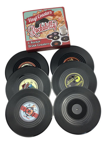 6 Posavasos De Bebida De Vidrio For Taza De Disco De Vinilo