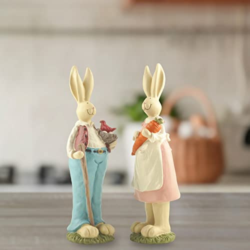 Figurillas Conejos De Pascua Decoración Hogar Mesa, Set 2 Re