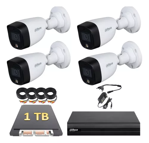 Kit Cctv 4 Cámaras Dahua 2 Mp 1080p Full Color 1 Tb Dvr 8