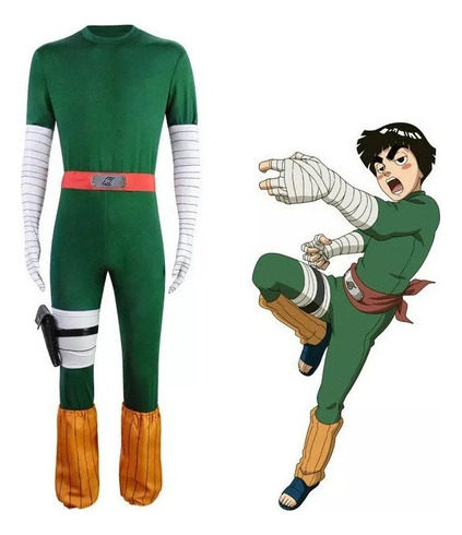 1 Disfraz De Naruto Rock Lee Con Nunchaku Para Hombre