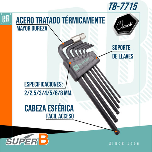 Imagen 2 de 10 de Set 6 Llaves Allen Super-b Tb-7715 Bicicleta - Racer Bikes