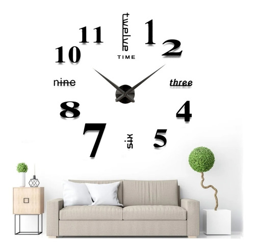 Reloj De Pared Con Diseño 3d A La Moda (negro)