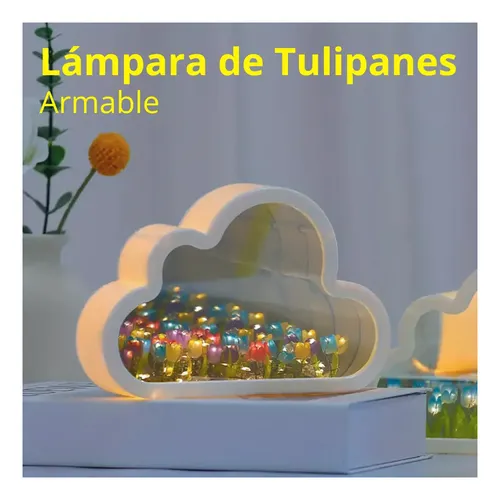 Lampara Mesa Tulipanes Infinitos Espejo Nube - Cubo