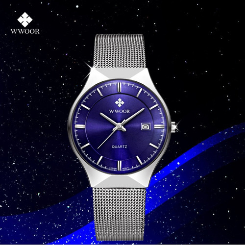 Calendário Wwoor Quartz Classic Relógios Impermeáveis Cor Do Fundo Preto