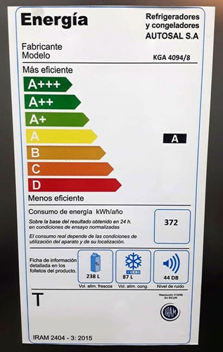 Imagen 11 de 11 de Heladera Con Freezer Abajo 367 Lts. Kohinoor Kga4094 Outlet