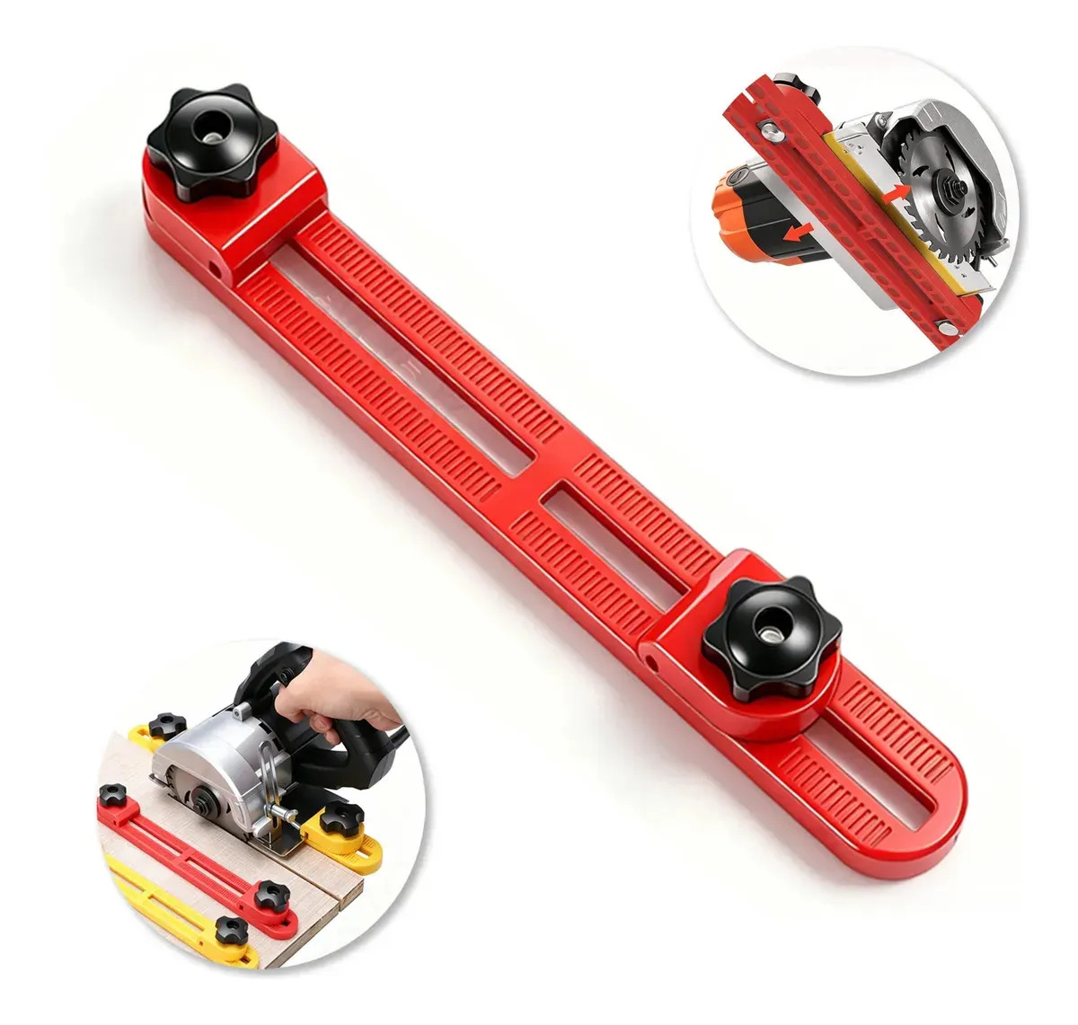 Guia Base Serra Circular Ajustavel Para Madeira Marmore Piso 32cm Ajuste Faixa Sentido Duplo - Vermelho