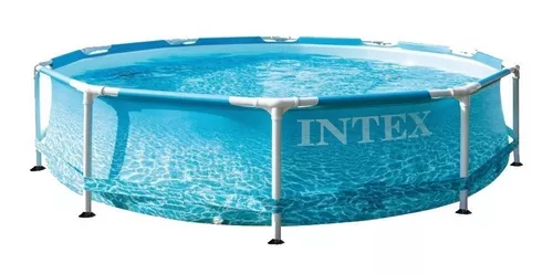 Intex Greywood Prism Frame - Juego de piscina redonda sobre el suelo de 15  x 48 pulgadas con bomba de filtro de 1000 GPH, escalera, paño de tierra y