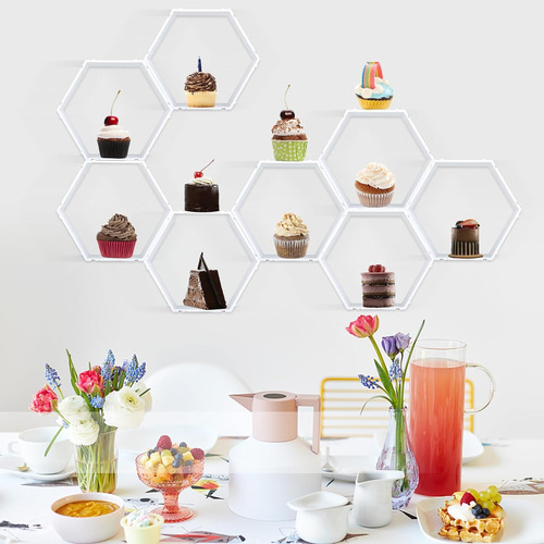 Soporte De Exhibicio De Pastel Hexagonal De Panal Blanco