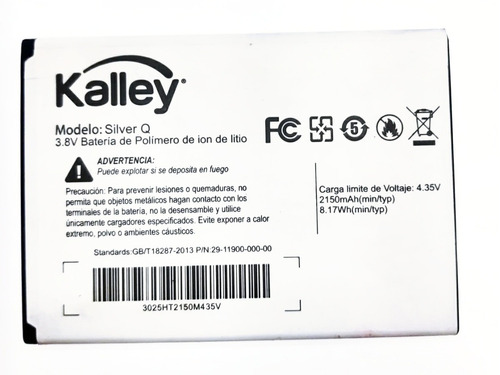 Batería Pila Kalley Silver Q 