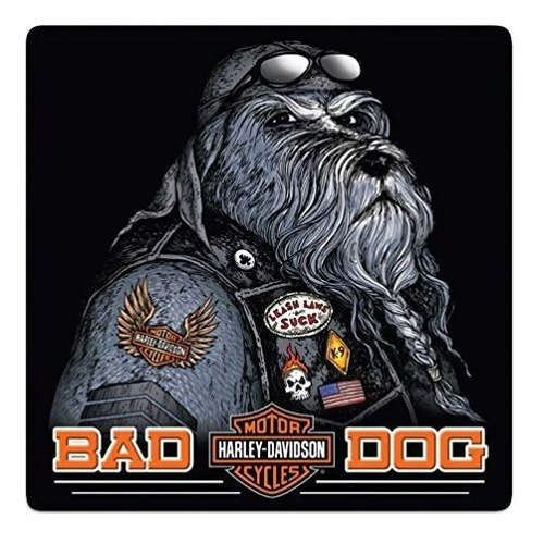 Señales - Harley-davidson Bad Dog Bar & Shield Embossed Tin 