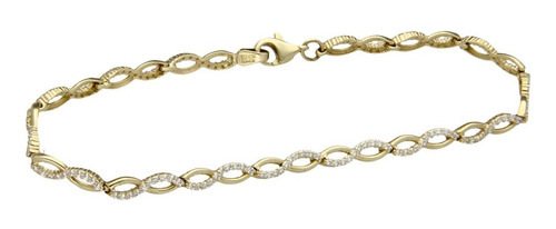 Imagen 2 de 5 de Pulsera Infinito Cz Y Pulido, 10k Oro, 4.7 Gramos.