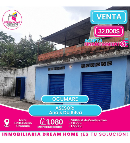  Local Mas Terreno En Venta  Calle Cecilio, Ocumare Del Tuy. 