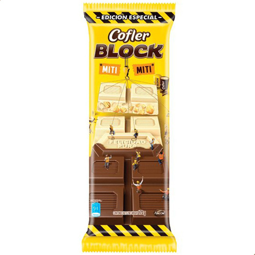 Imagen 1 de 5 de Cofler Block Miti Miti Chocolate Leche Blanco Mani Sin Tacc