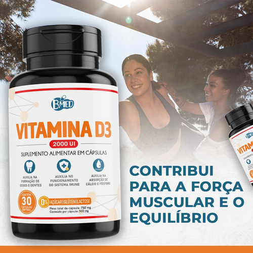 Vitamina D3 2000 Ui 100% Colecalciferol Pura 30caps Softgels