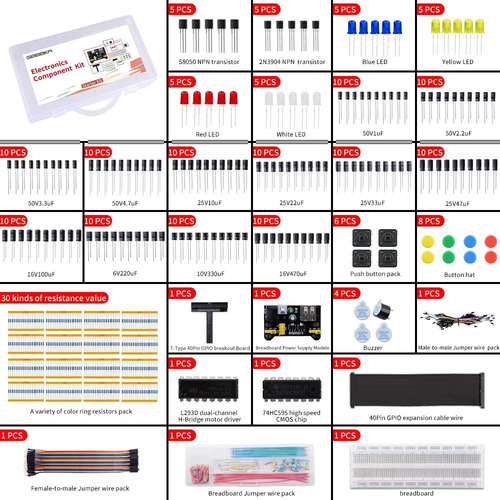 Kit De Componentes Electrónicos Con Módulo De Fuente De Alim