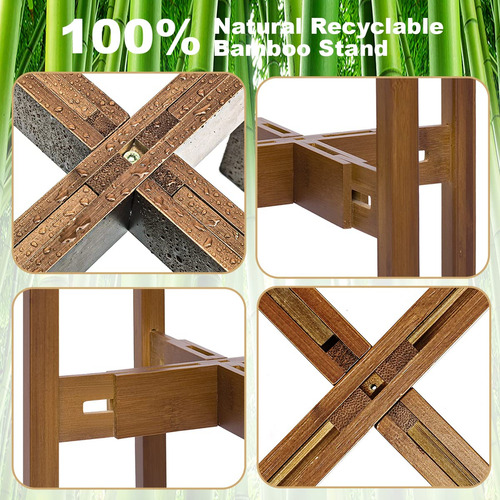Soporte Ajustable De Bambú Para Plantas De Interior