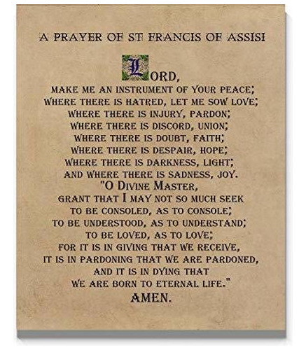 St Francis Of Assisi Prayer Wall Art, 11 X14  Ready To Frame