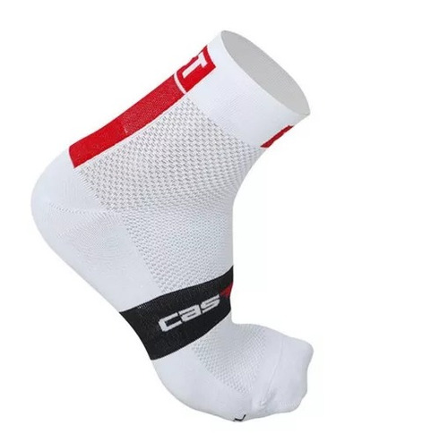 Medias Castelli Coolmax Para Ciclismo Racing Blanco Con Rojo