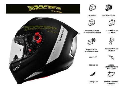 Casco Moto Mt Revenge 2 Certificado Negro Mate Brillante