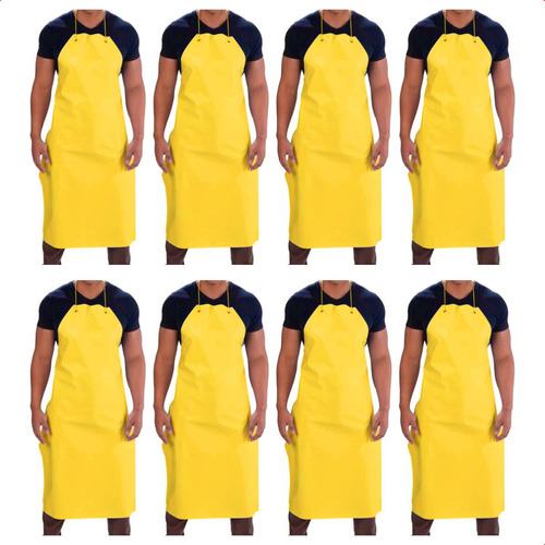 Kit 10 Avental De Pvc Impermeável Reforçado Cozinha Açougue Cor Amarelo Desenho Do Tecido Liso